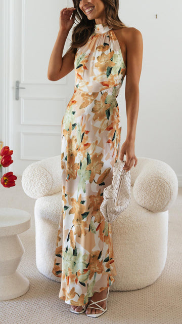 Shannon | Floral Halter Maxi Dress