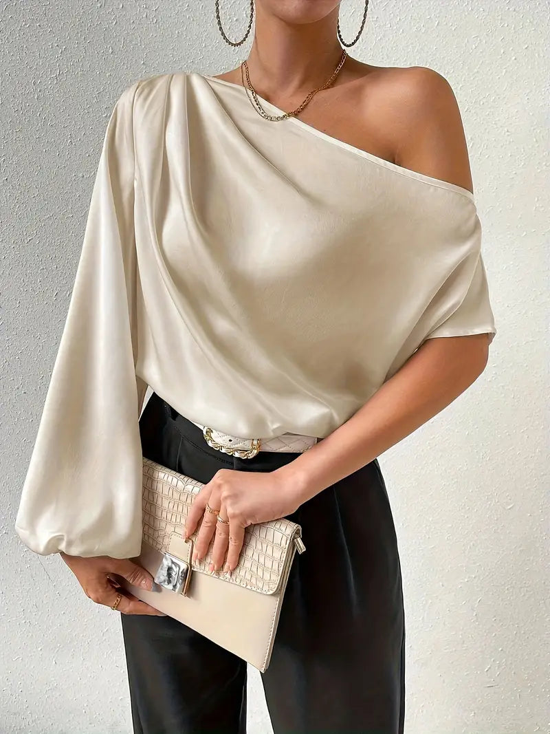 Long-sleeved Asymmetric Pullover Top