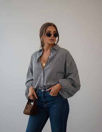 Vintage Century Plaid Puffer Sleeve Shirt